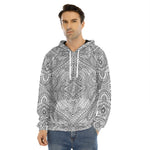 Ethnic Zentangle Pattern Print Men's Velvet Pullover Hoodie