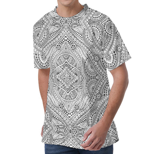 Ethnic Zentangle Pattern Print Men's Velvet T-Shirt