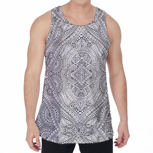 Ethnic Zentangle Pattern Print Men's Velvet Tank Top