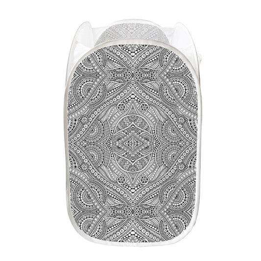 Ethnic Zentangle Pattern Print Mesh Laundry Hamper