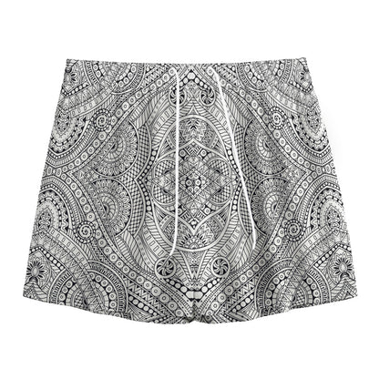 Ethnic Zentangle Pattern Print Mesh Shorts