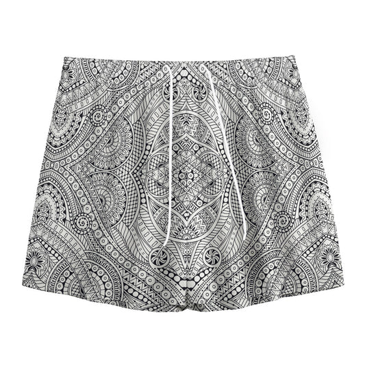 Ethnic Zentangle Pattern Print Mesh Shorts