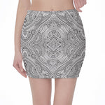Ethnic Zentangle Pattern Print Pencil Mini Skirt