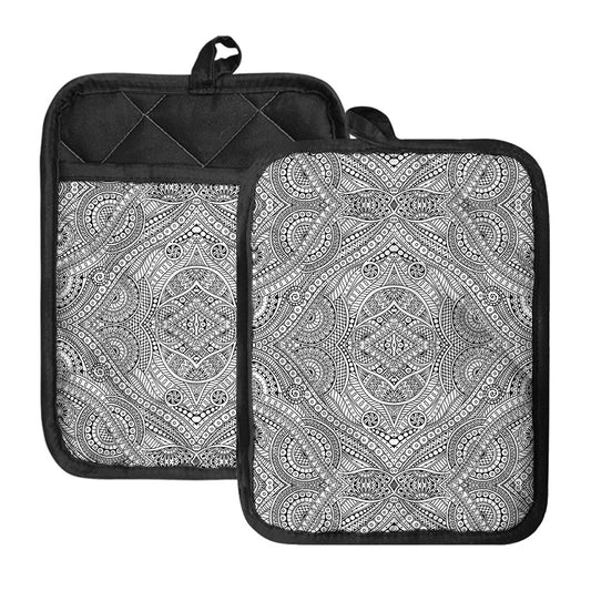 Ethnic Zentangle Pattern Print Pot Holders With Pocket