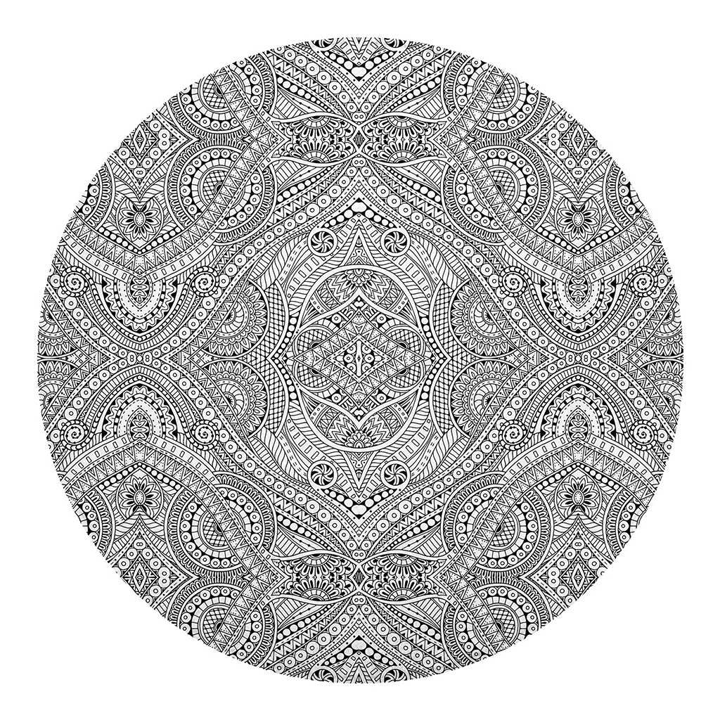 Ethnic Zentangle Pattern Print Round Blanket