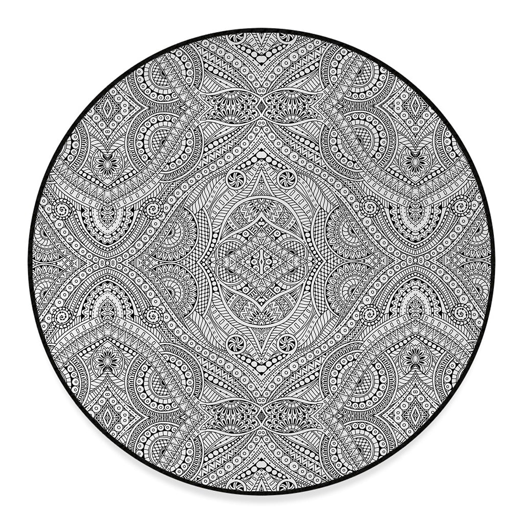 Ethnic Zentangle Pattern Print Round Floor Mat