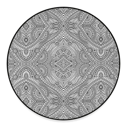 Ethnic Zentangle Pattern Print Round Floor Mat