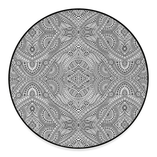 Ethnic Zentangle Pattern Print Round Floor Mat