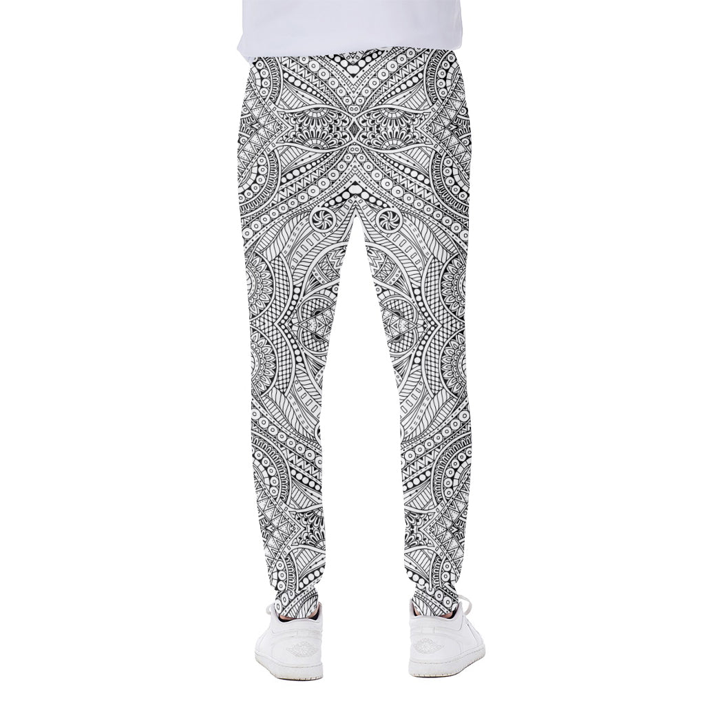 Ethnic Zentangle Pattern Print Scuba Joggers