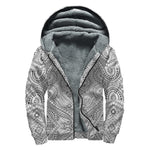 Ethnic Zentangle Pattern Print Sherpa Lined Zip Up Hoodie