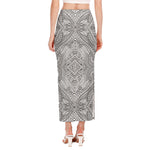 Ethnic Zentangle Pattern Print Side Slit Maxi Skirt
