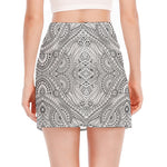 Ethnic Zentangle Pattern Print Side Slit Mini Skirt
