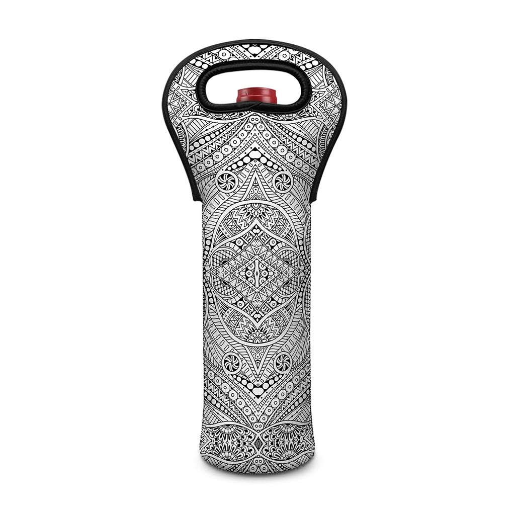 Ethnic Zentangle Pattern Print Single Neoprene Wine Tote