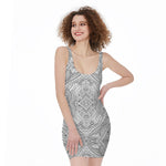 Ethnic Zentangle Pattern Print Sleeveless Bodycon Dress