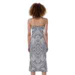 Ethnic Zentangle Pattern Print Slim Fit Midi Cami Dress