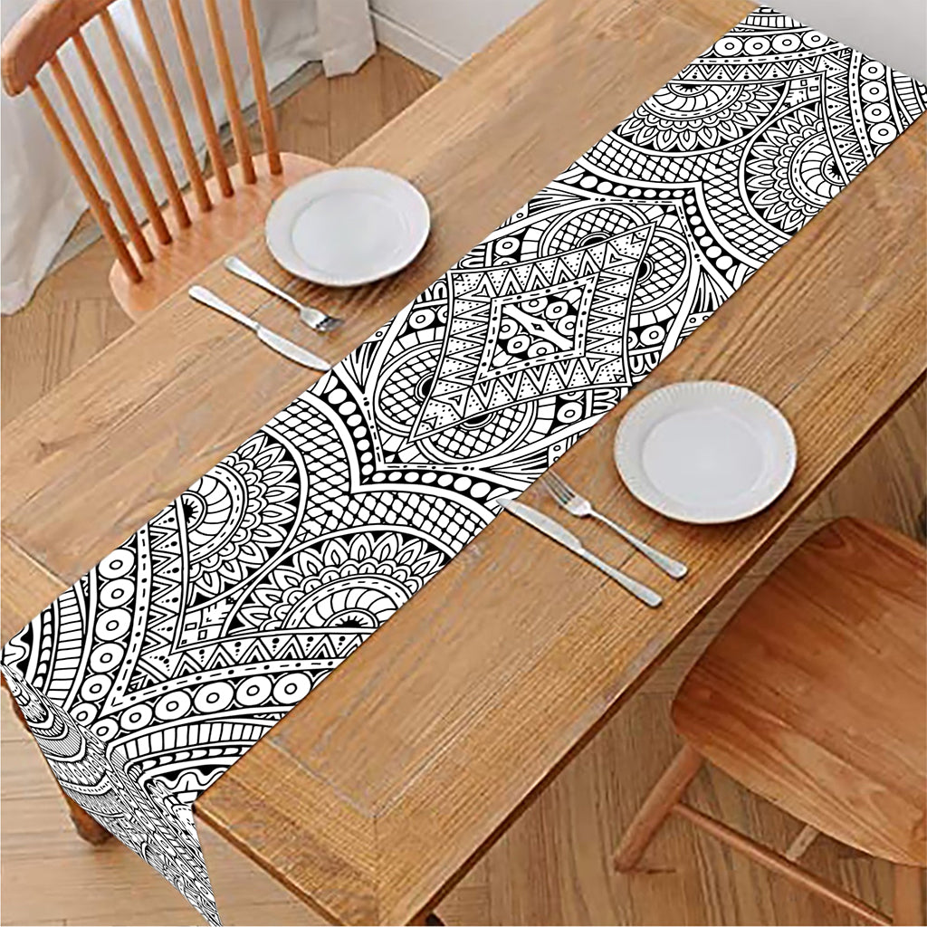 Ethnic Zentangle Pattern Print Table Runner