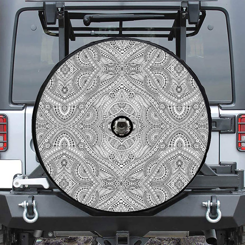 Ethnic Zentangle Pattern Print Tire Cover With Camera Hole