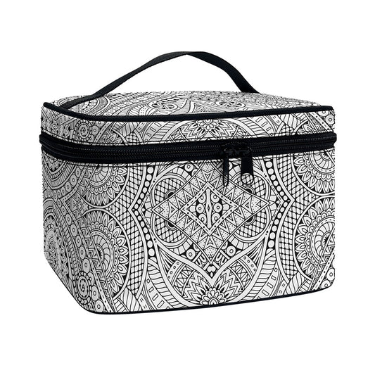 Ethnic Zentangle Pattern Print Travel Makeup Bag