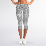 Ethnic Zentangle Pattern Print Women's Capri Leggings