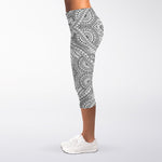 Ethnic Zentangle Pattern Print Women's Capri Leggings