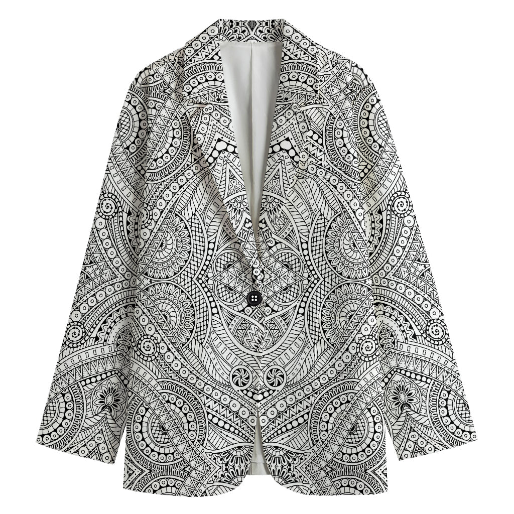 Ethnic Zentangle Pattern Print Women's Cotton Blazer