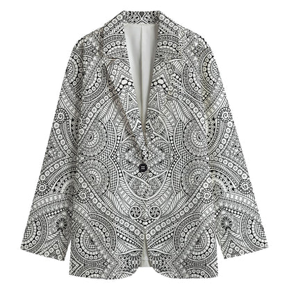 Ethnic Zentangle Pattern Print Women's Cotton Blazer