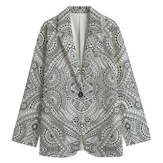 Ethnic Zentangle Pattern Print Women's Cotton Blazer