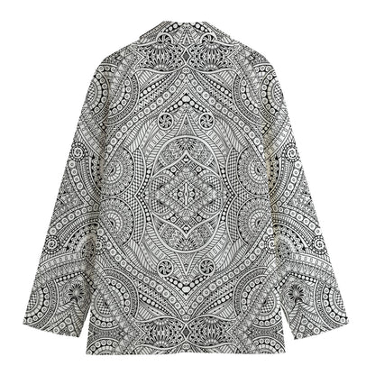 Ethnic Zentangle Pattern Print Women's Cotton Blazer