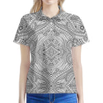 Ethnic Zentangle Pattern Print Women's Polo Shirt