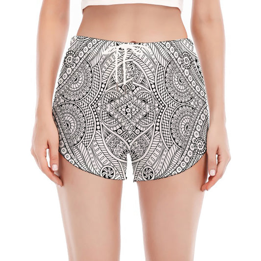 Ethnic Zentangle Pattern Print Women's Split Running Shorts