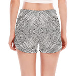Ethnic Zentangle Pattern Print Women's Split Running Shorts