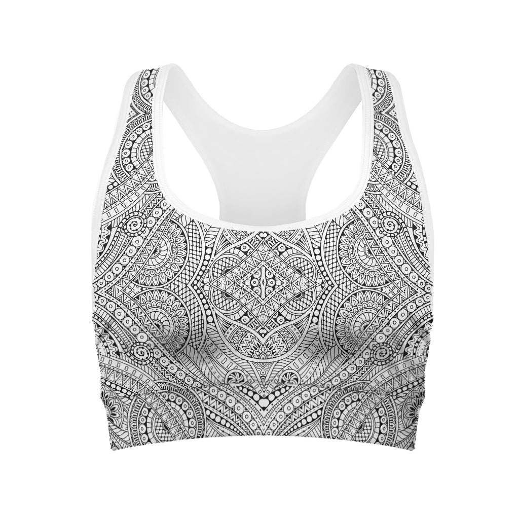Ethnic Zentangle Pattern Print Women's Sports Bra