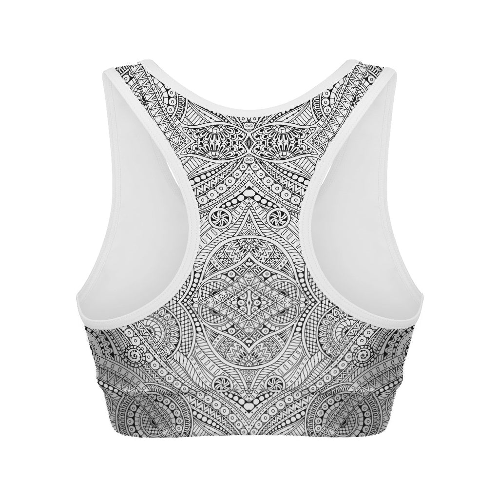 Ethnic Zentangle Pattern Print Women's Sports Bra