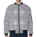 Ethnic Zentangle Pattern Print Zip Sleeve Bomber Jacket