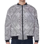 Ethnic Zentangle Pattern Print Zip Sleeve Bomber Jacket