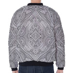 Ethnic Zentangle Pattern Print Zip Sleeve Bomber Jacket