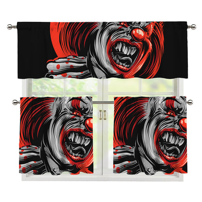 Evil Clown Print 3 Piece Kitchen Curtains