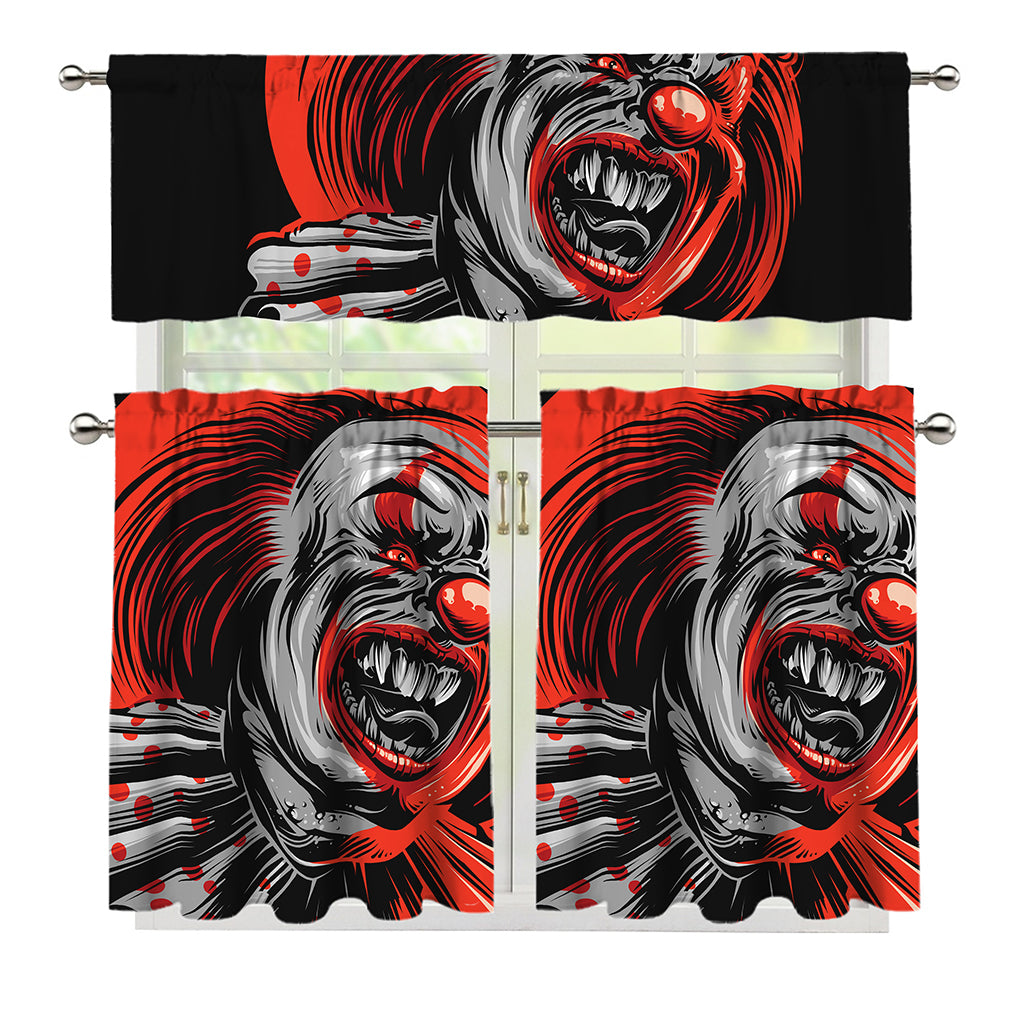 Evil Clown Print 3 Piece Kitchen Curtains