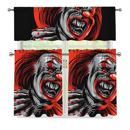 Evil Clown Print 3 Piece Kitchen Curtains
