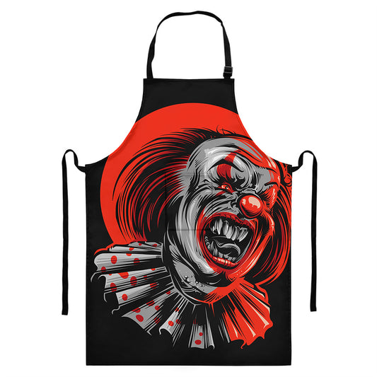 Evil Clown Print Bib Apron With Pocket