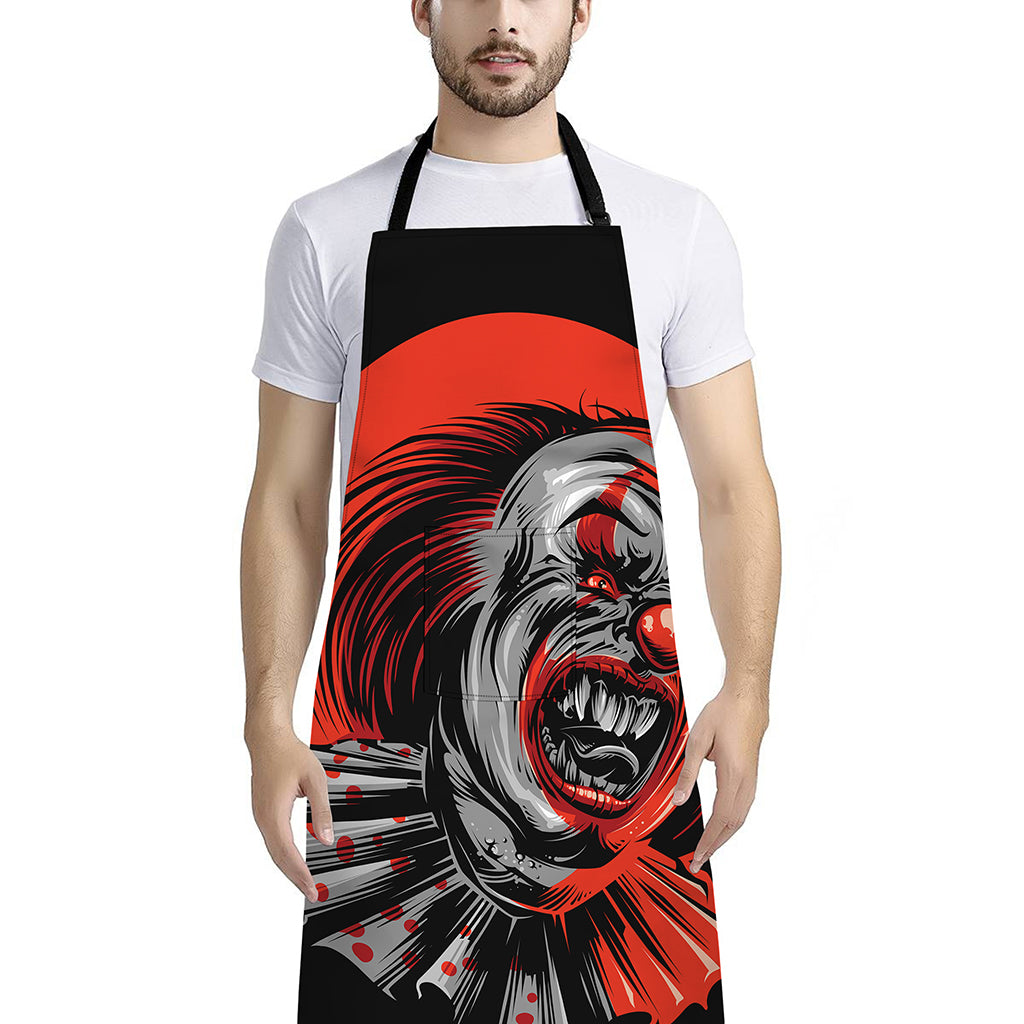 Evil Clown Print Bib Apron With Pocket