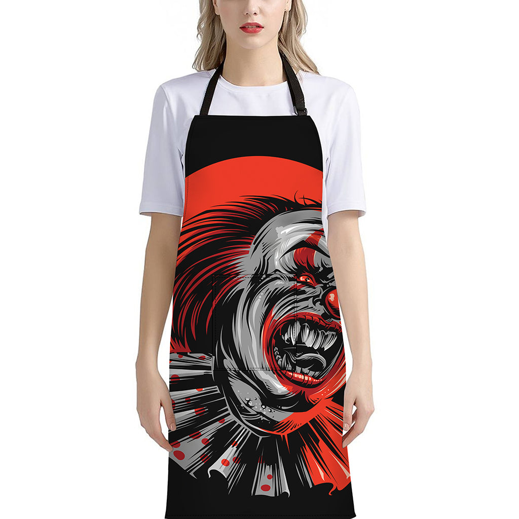 Evil Clown Print Bib Apron With Pocket