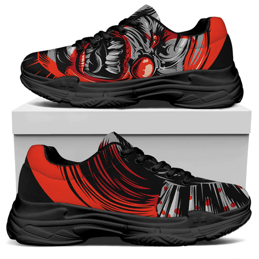 Evil Clown Print Black Chunky Shoes