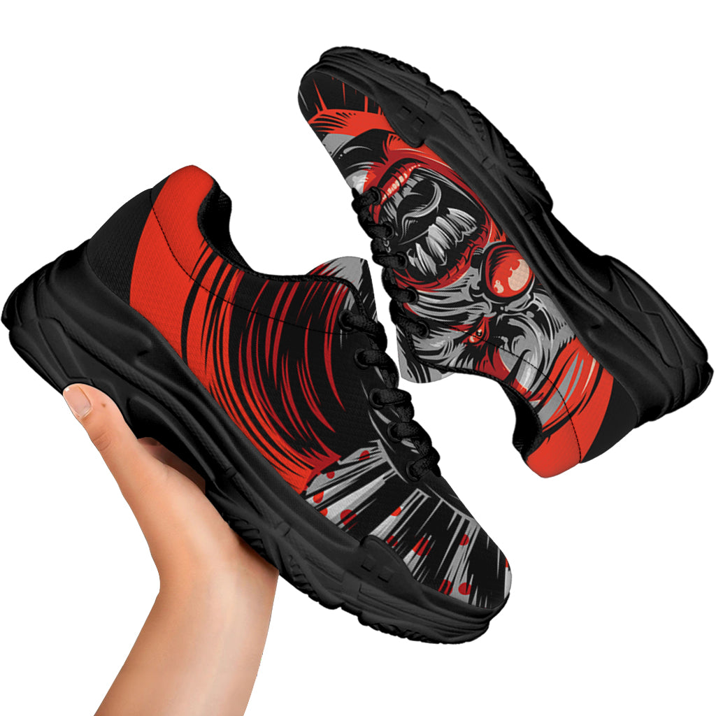 Evil Clown Print Black Chunky Shoes