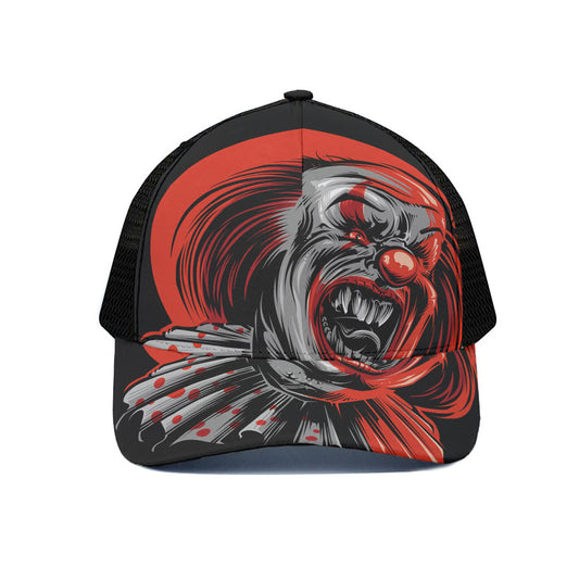 Evil Clown Print Black Mesh Trucker Cap