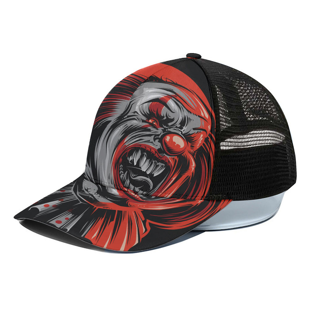 Evil Clown Print Black Mesh Trucker Cap
