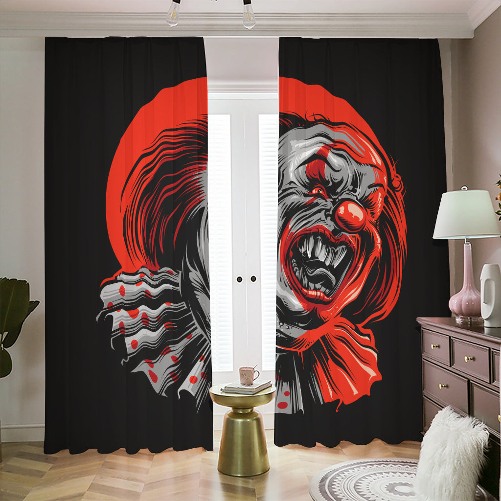Evil Clown Print Blackout Pencil Pleat Curtains