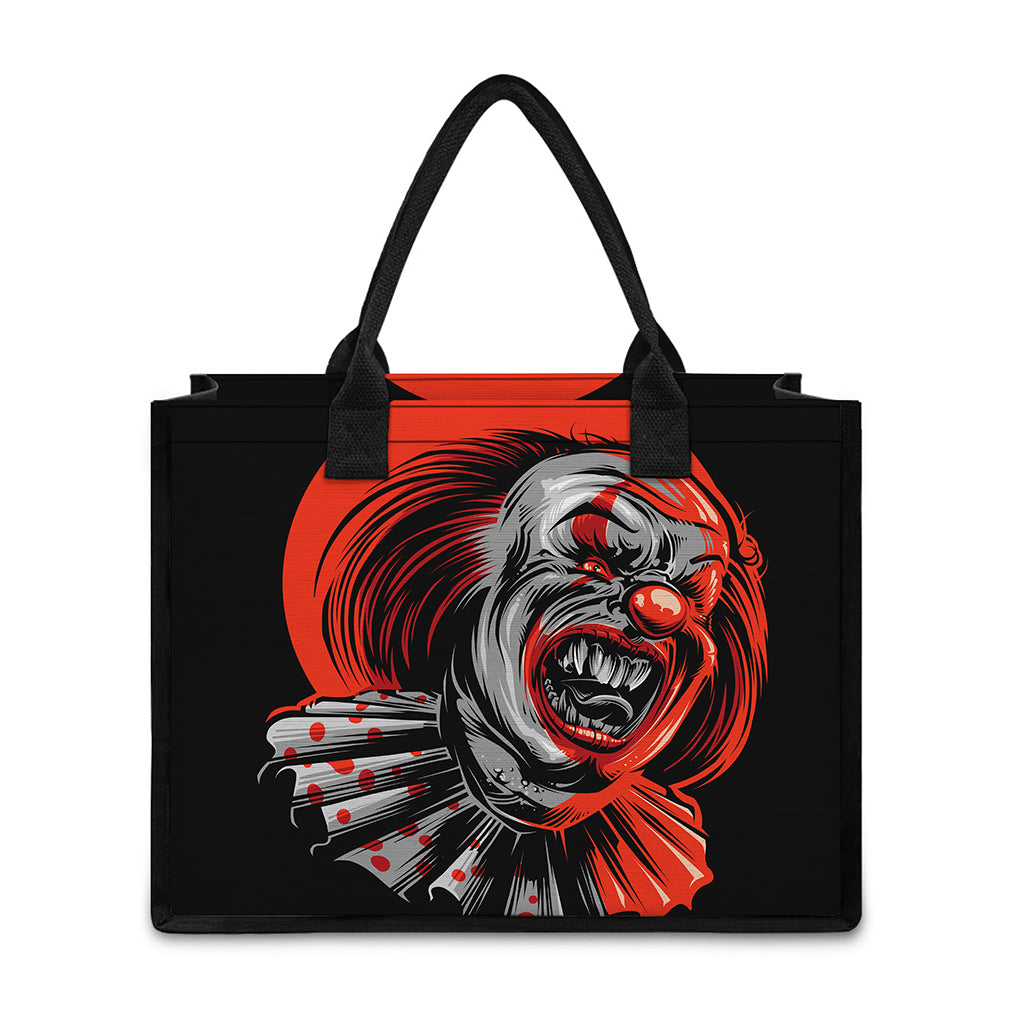 Evil Clown Print Canvas Tote Bag