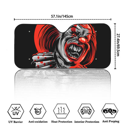 Evil Clown Print Car Windshield Sun Shade