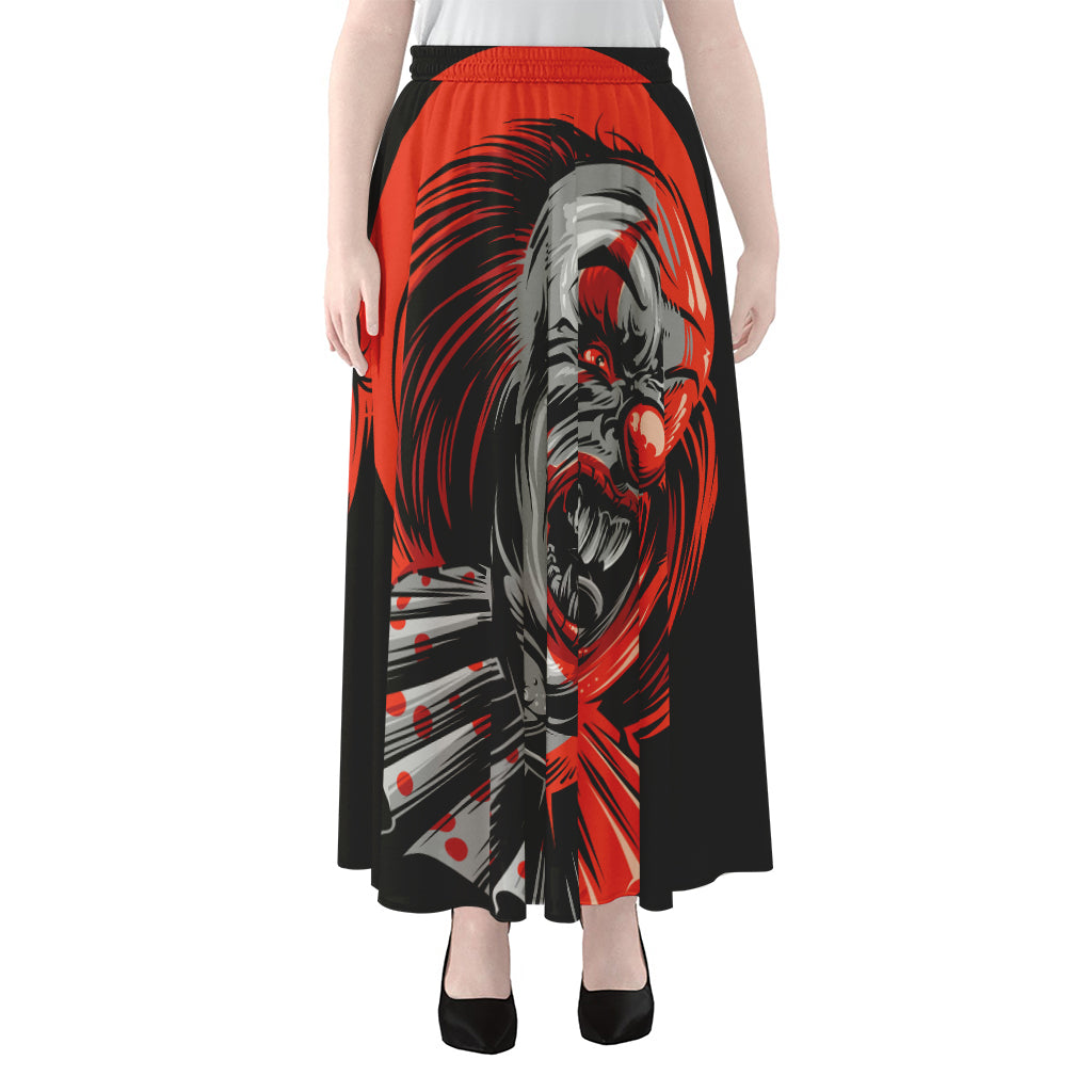 Evil Clown Print Chiffon Maxi Skirt